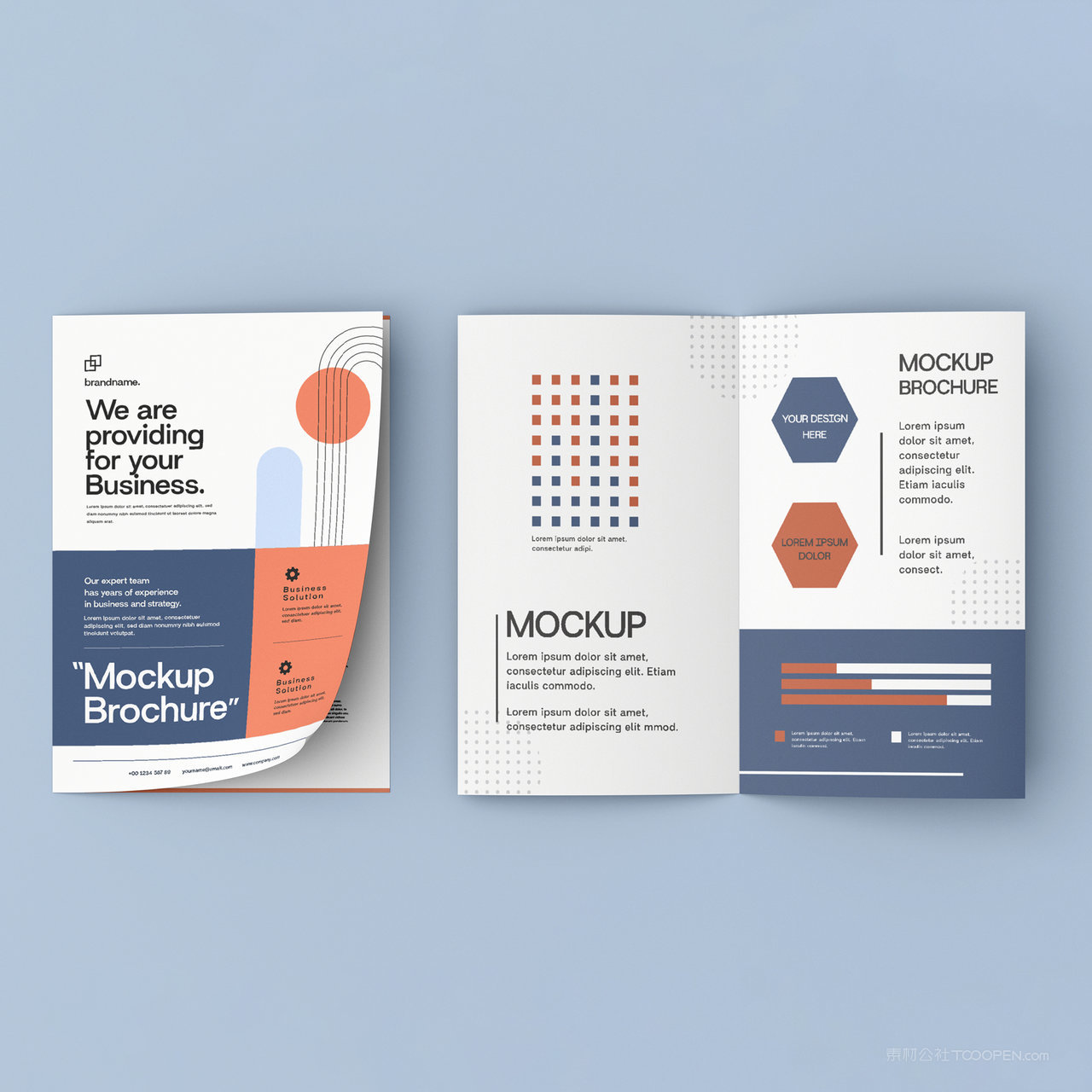 打开的宣传单折页贴图样机