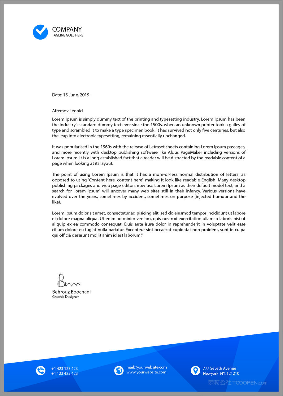 蓝色抽象图案品牌视觉信头模板