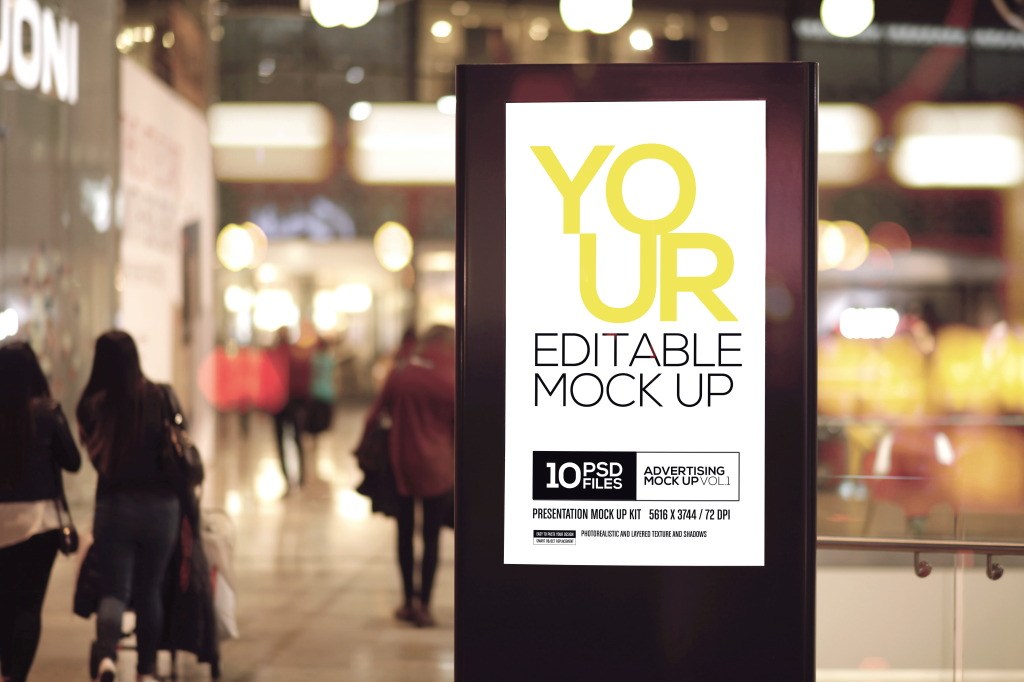 城市街头广告灯箱样机模板