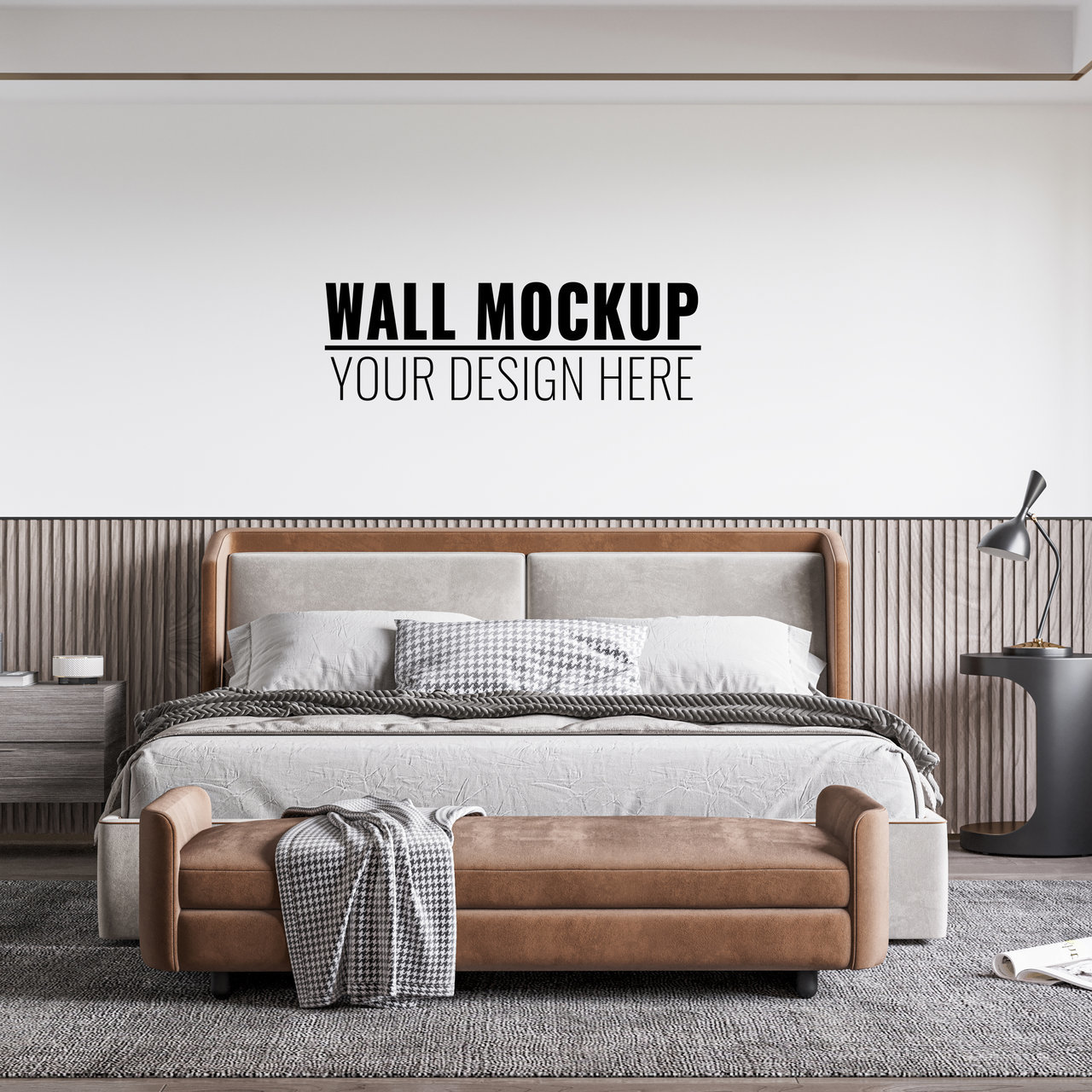 卧室背景墙墙面装饰贴图样机