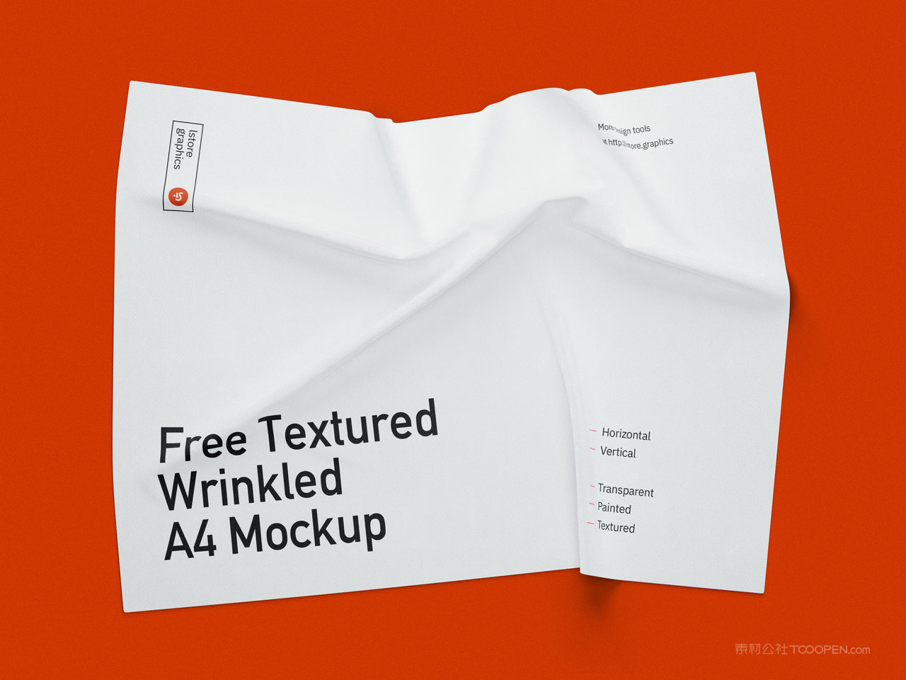 橙色复古潮流折痕皱纸样机