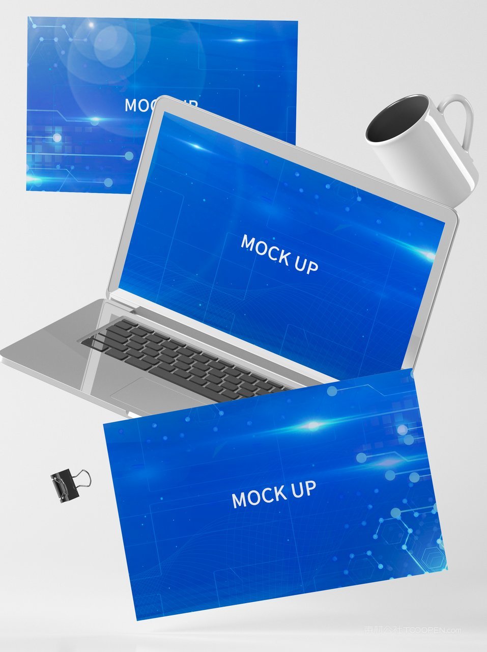 电脑笔记本蓝色显示屏桌面ui样机 (1)
