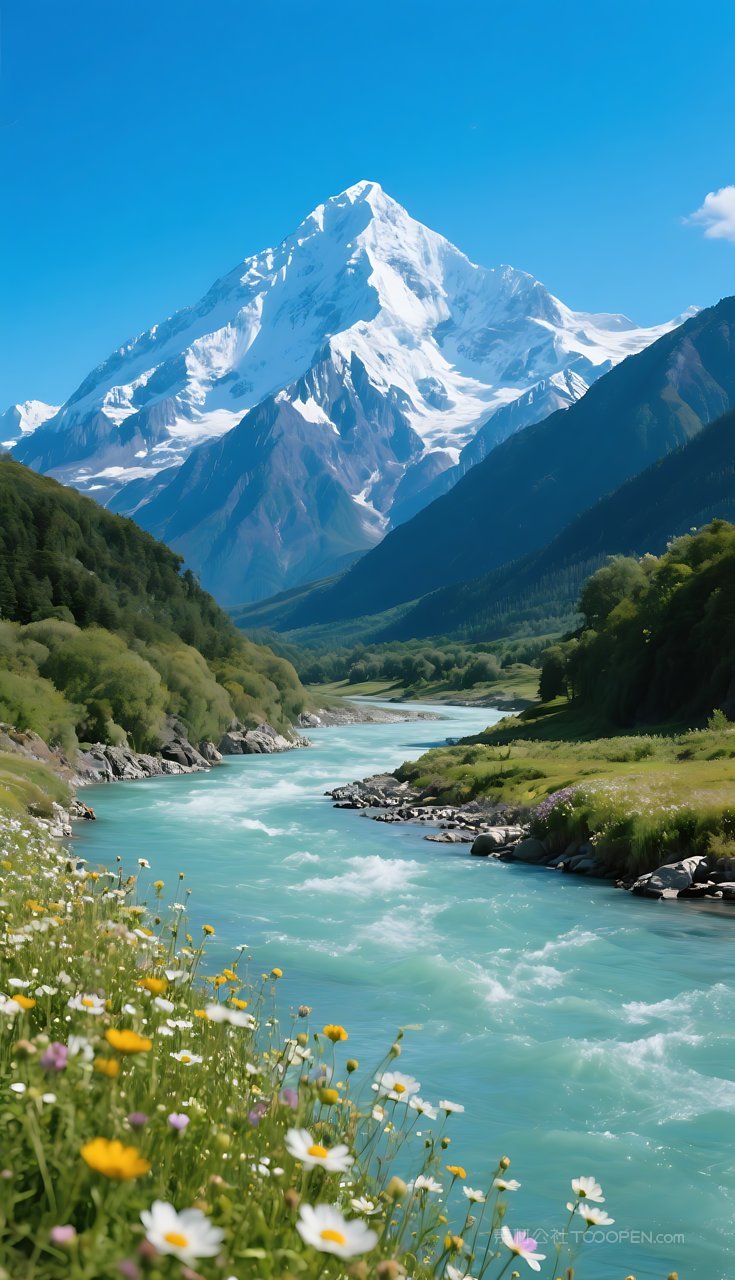 风景山水湖泊群山河流唯美山峰