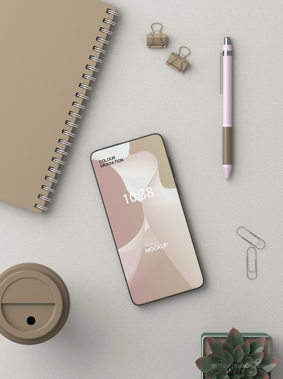 简洁米色手机屏app界面ui样机 (9)