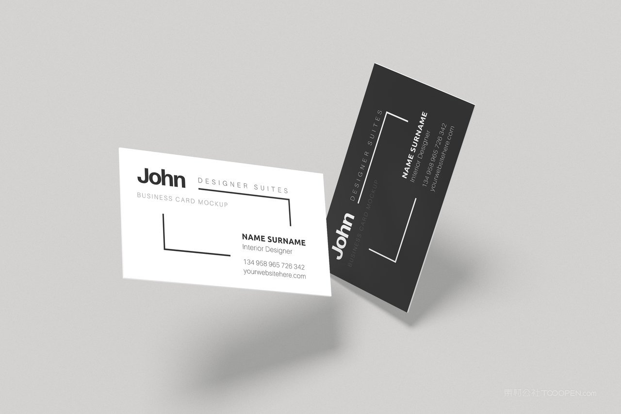 黑白商务高级文艺白色名片光影场景样机