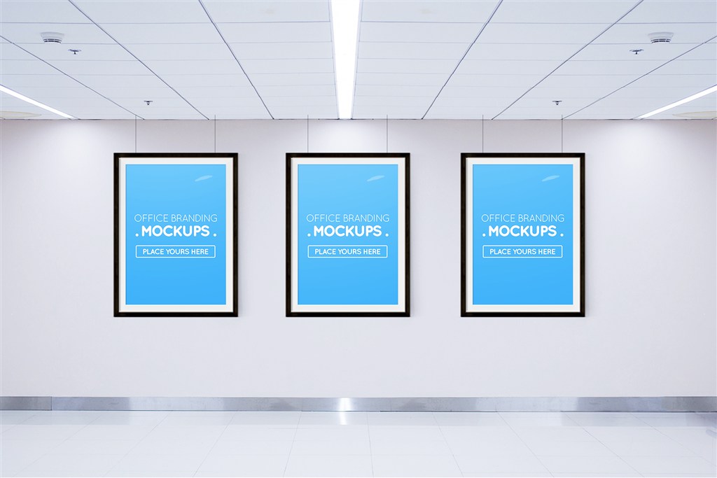 办公室海报广告牌样机模板