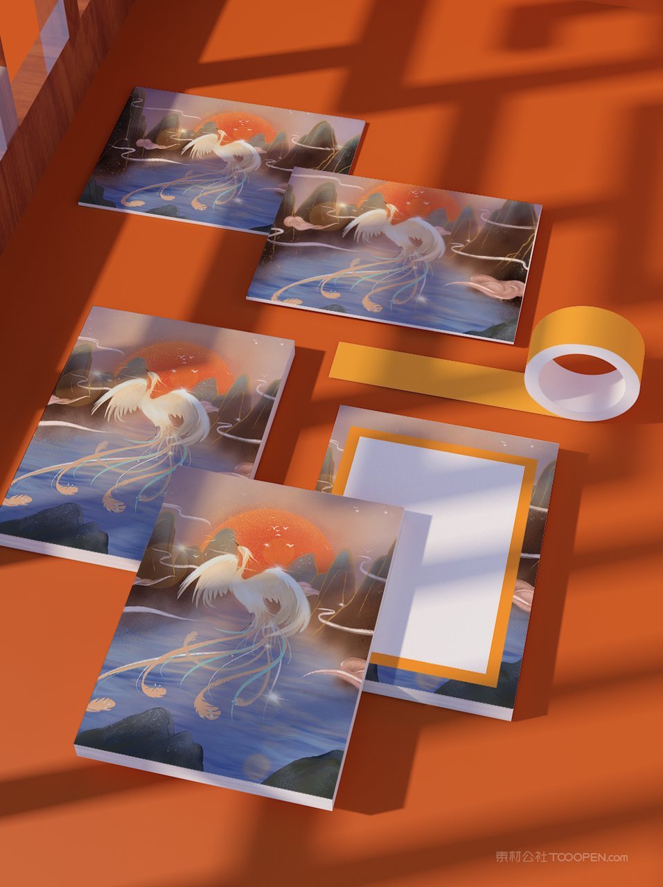 国潮文创装饰画红色样机