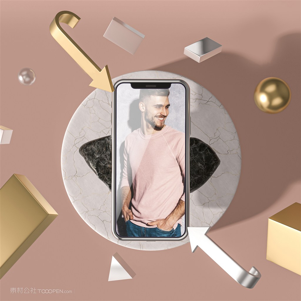 3d金属包围的手机贴图样机