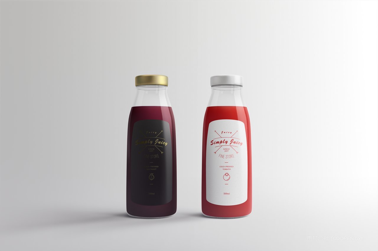 【2116期】透明玻璃瓶果汁牛奶瓶包装样机 (3)