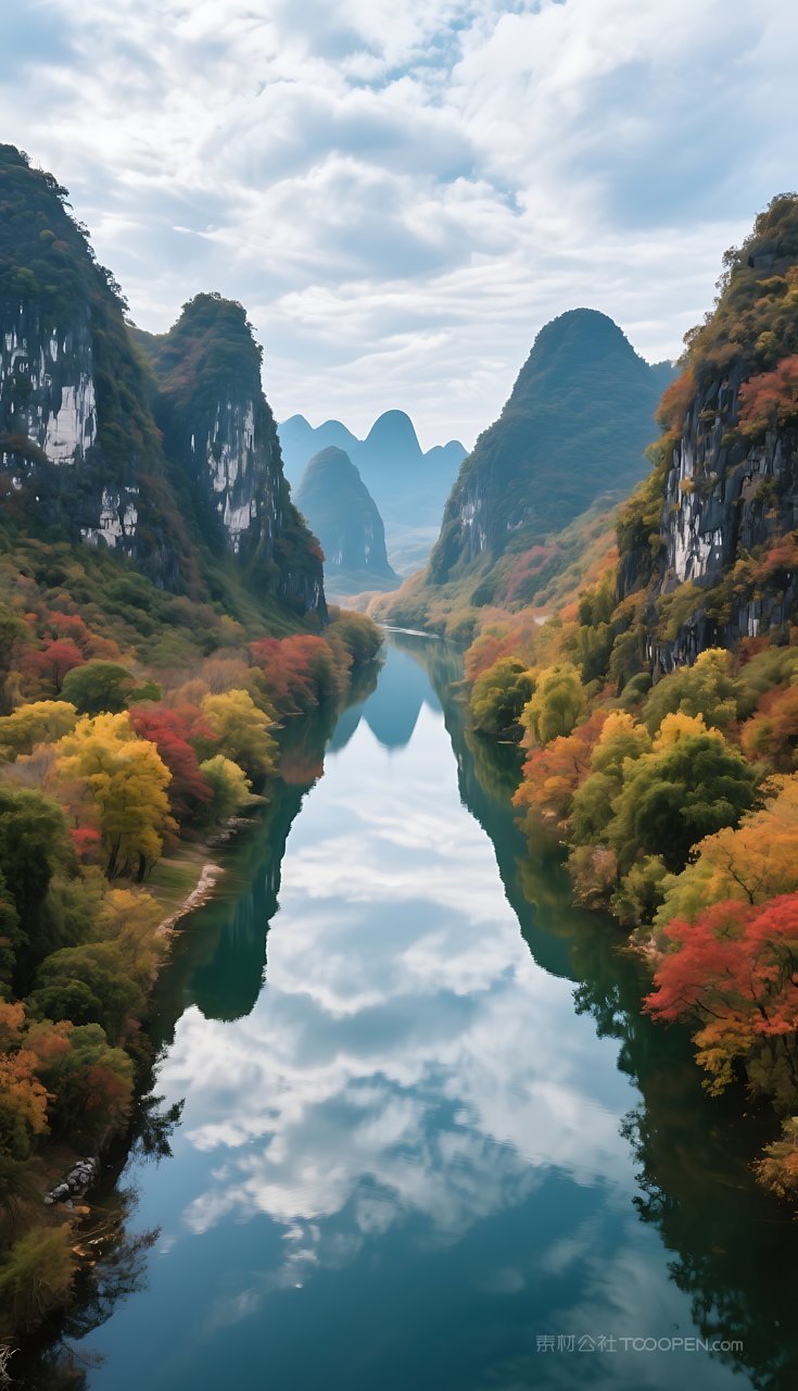 河流山峰山水湖泊风景群山唯美