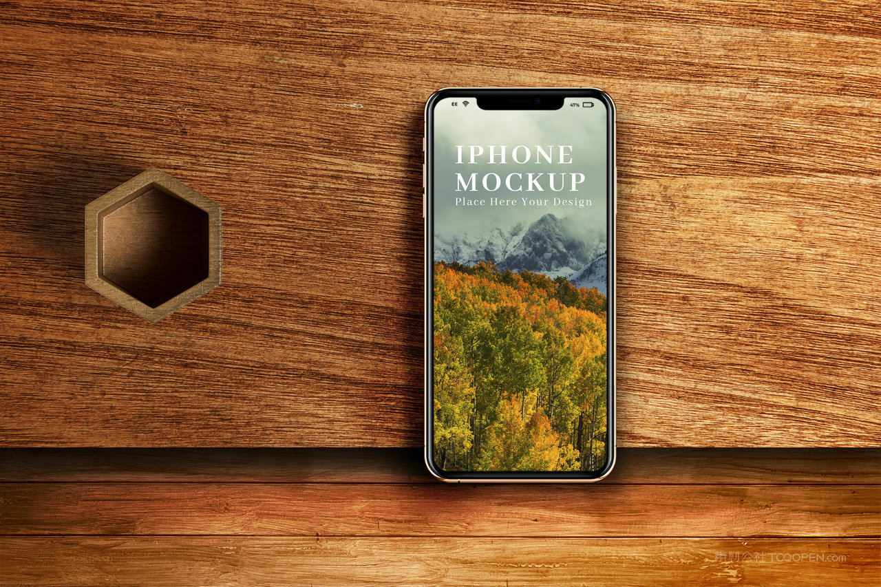木桌纹理背景iphone样机