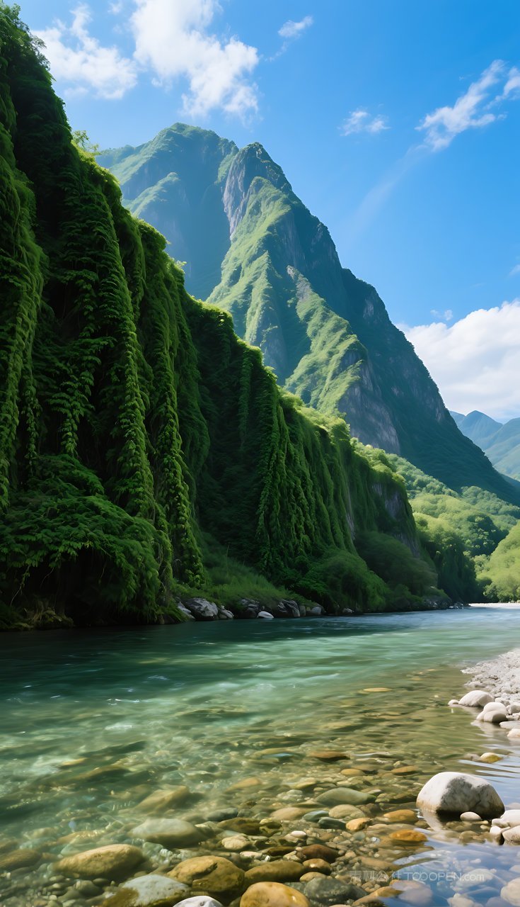 河流群山山峰风景湖泊唯美山水