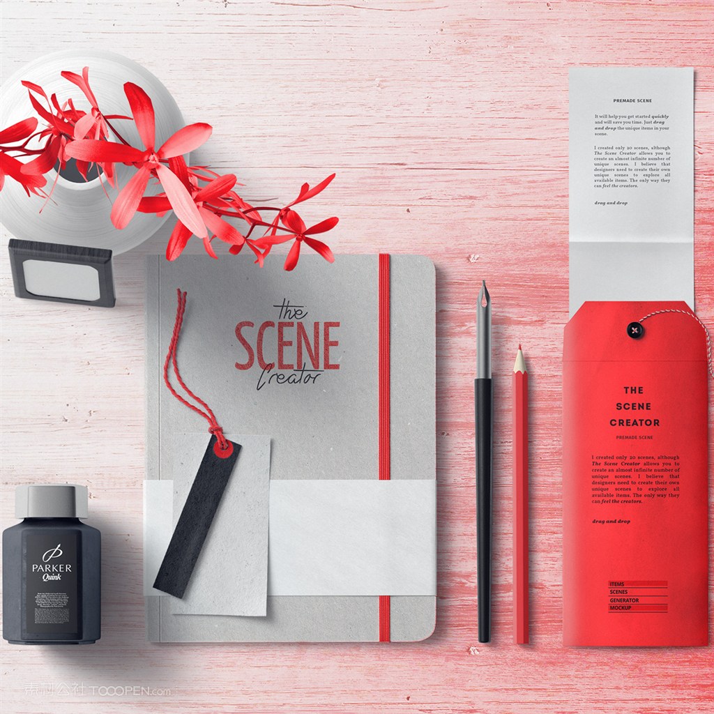 卡片标签墨水瓶笔记本红包样机