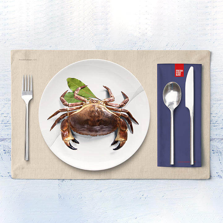 螃蟹日式料理模型标志vi贴图模版