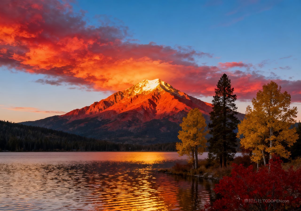 风景山水群山湖泊唯美山峰天空