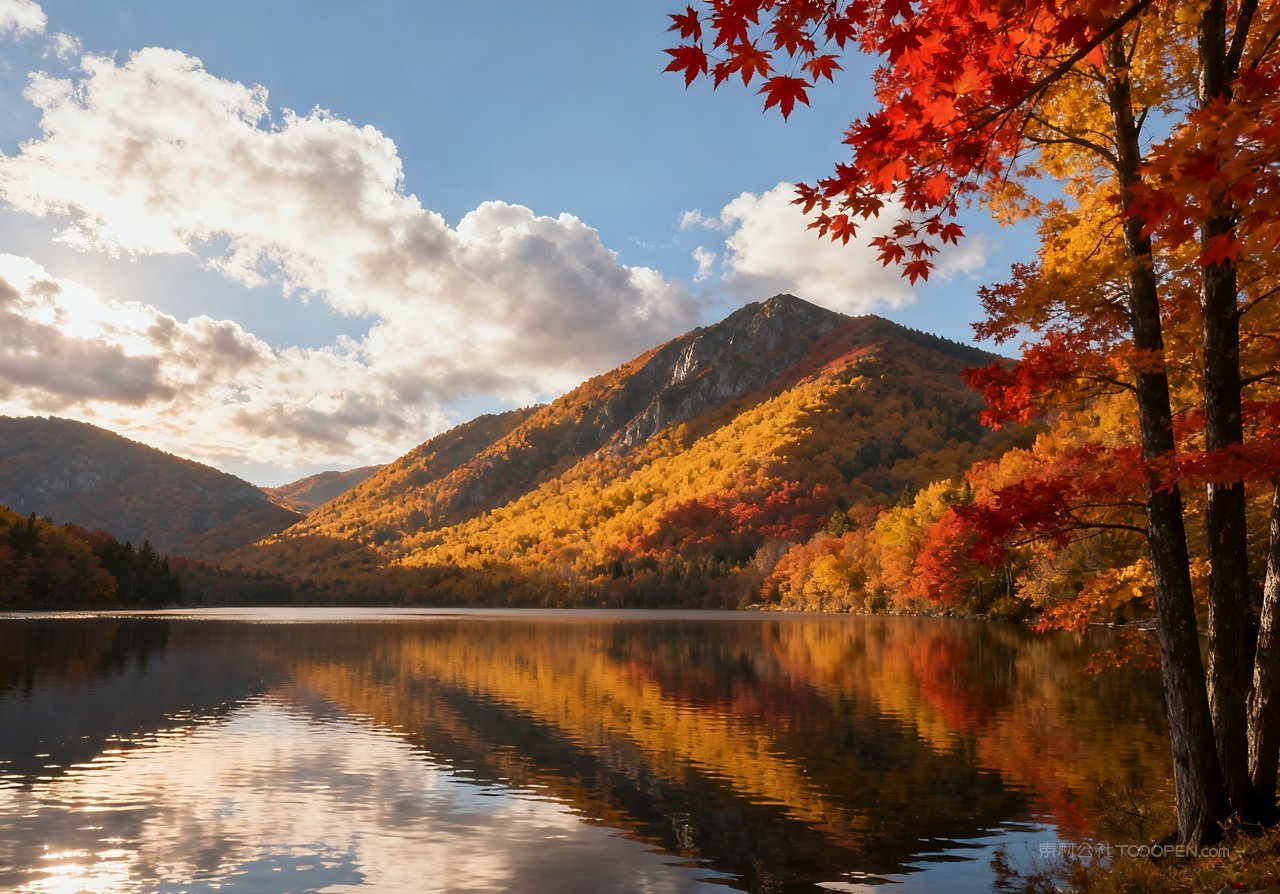 意境山水湖泊山峰天空唯美秋季青山