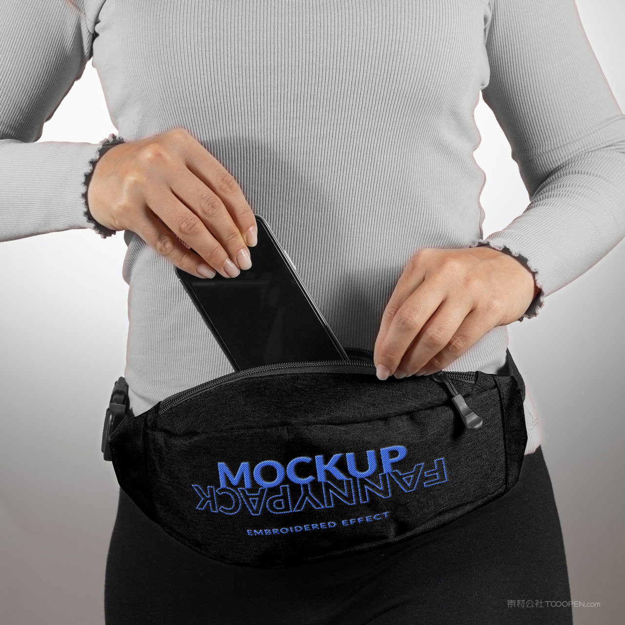 正视图女士腰包休闲运动斜挎包贴图样机