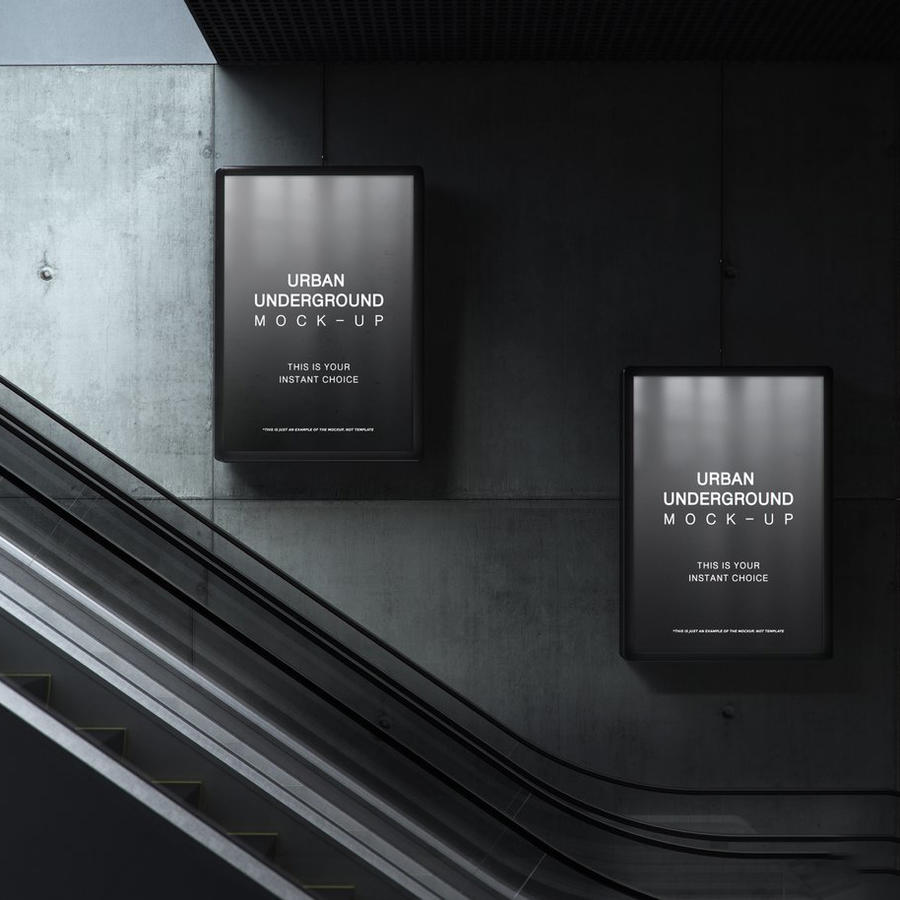 地铁地下通道车站灯箱ps样机 (3)