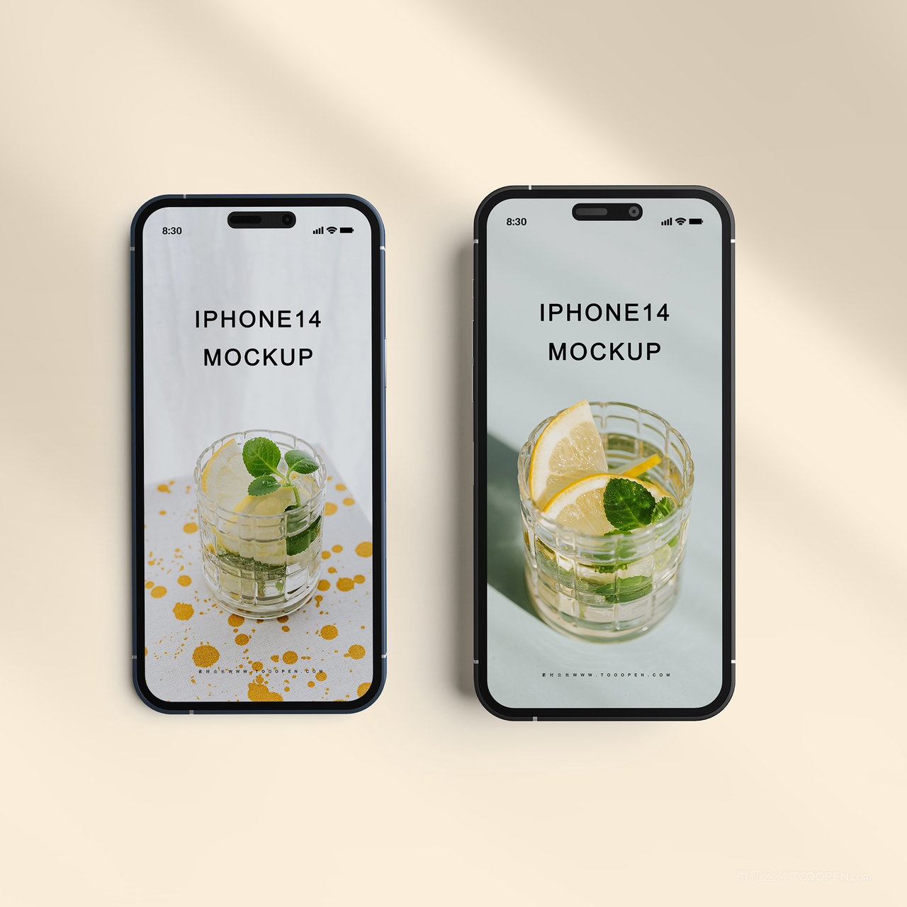 顶视图手机iPhone14贴图样机