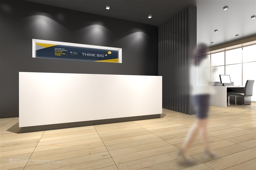 公司企业前台形象墙室内贴图样机设计模板效果VI素材PSD分层