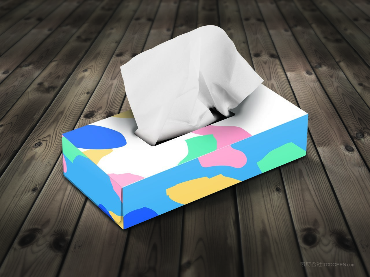 蓝色几何餐巾纸纸盒样机 (5)