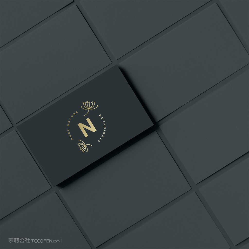 高档墨绿色名片VI设计样机贴图