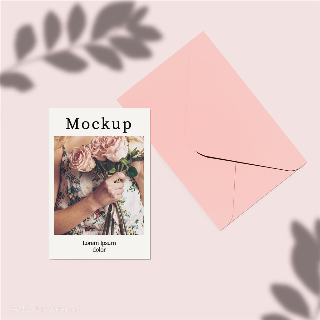 带信封和阴影的卡片贴图样机