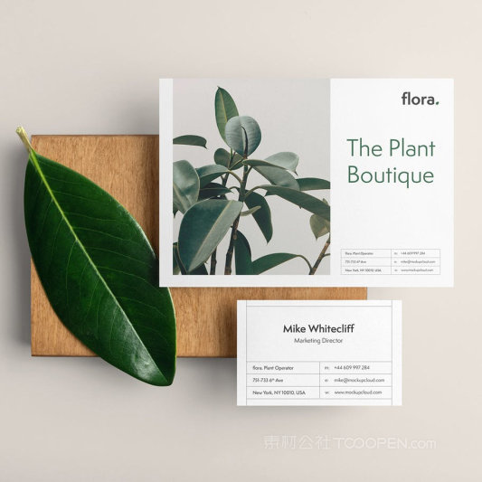 树叶卡片名片贴图样机