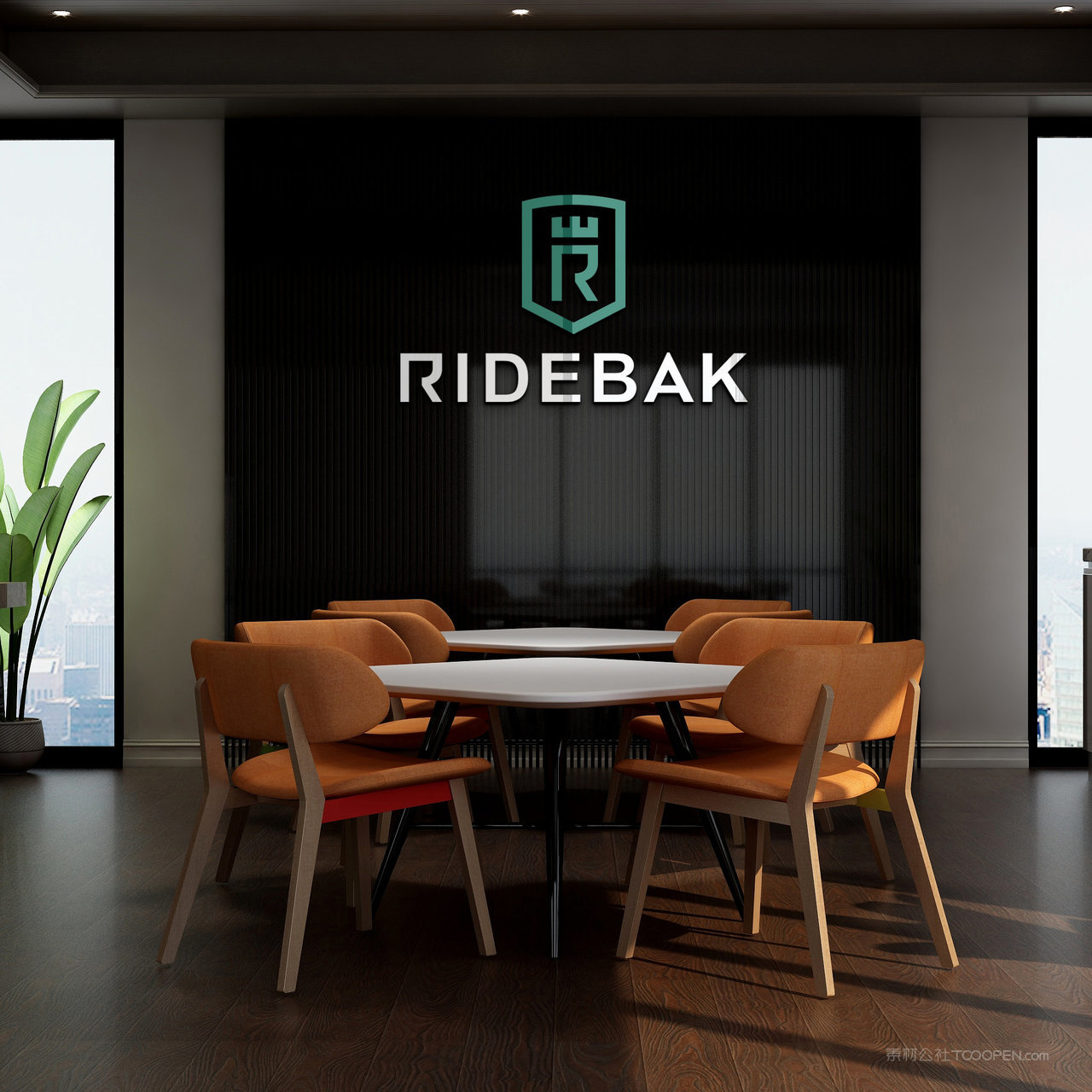 会客区形象墙logo贴图样机