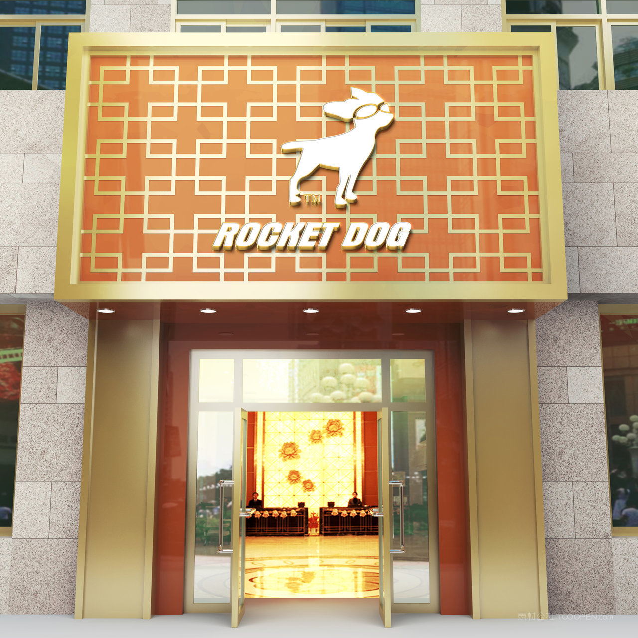 酒店宾馆招牌门头贴图样机