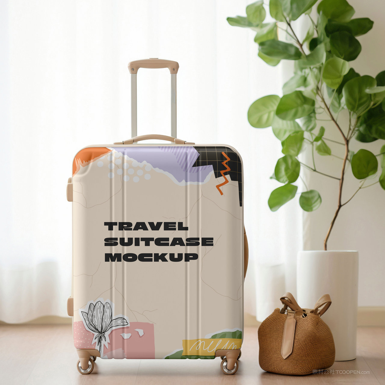 个性行李箱拉杆箱贴图样机
