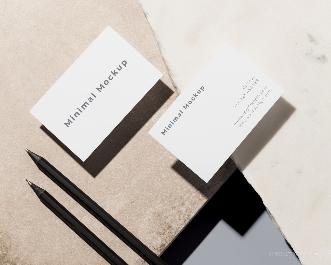 高档轻奢纸质名片光影场景样机