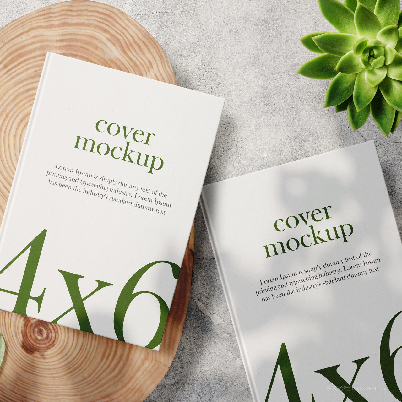 木头上的书籍画册封面贴图样机