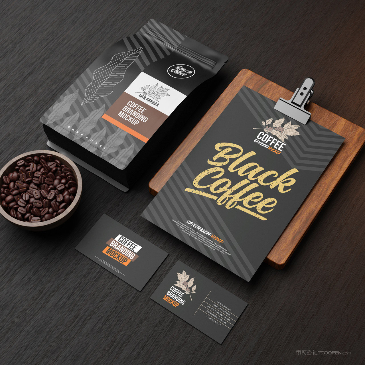 名片咖啡包装袋贴图样机