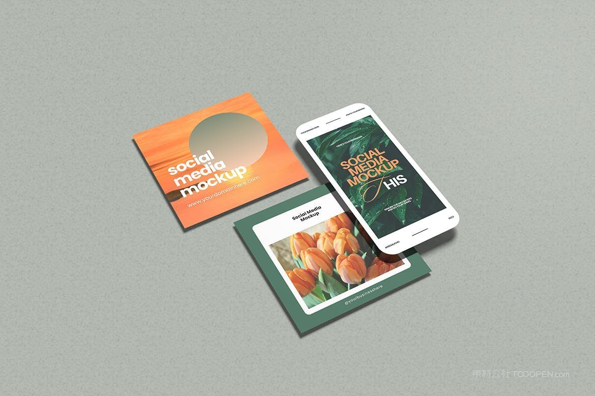 丰富多彩的社交媒体贴图样机