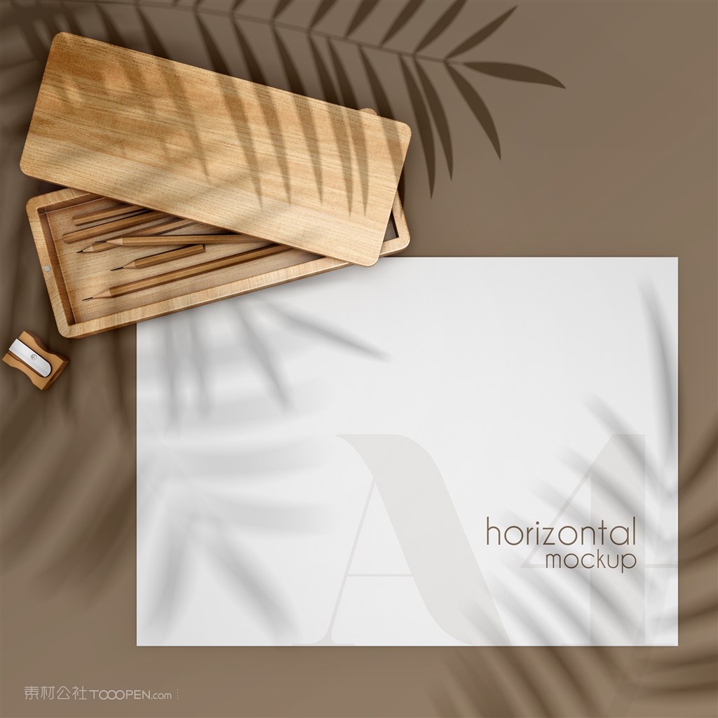 笔盒旁边的宣传单贴图样机