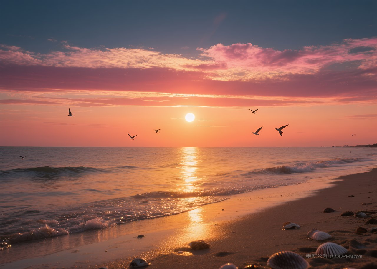 景观落日唯美日落天空风景自然云彩云层