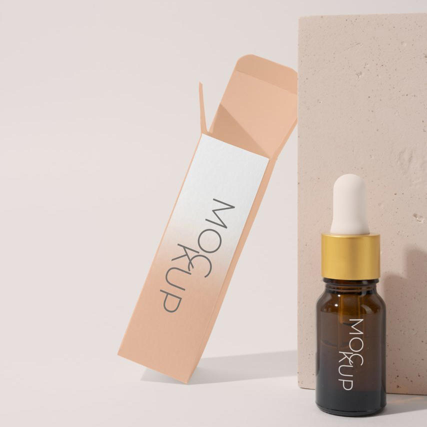 美妆化妆品面霜精华包装盒纸盒展开图样机 (21)