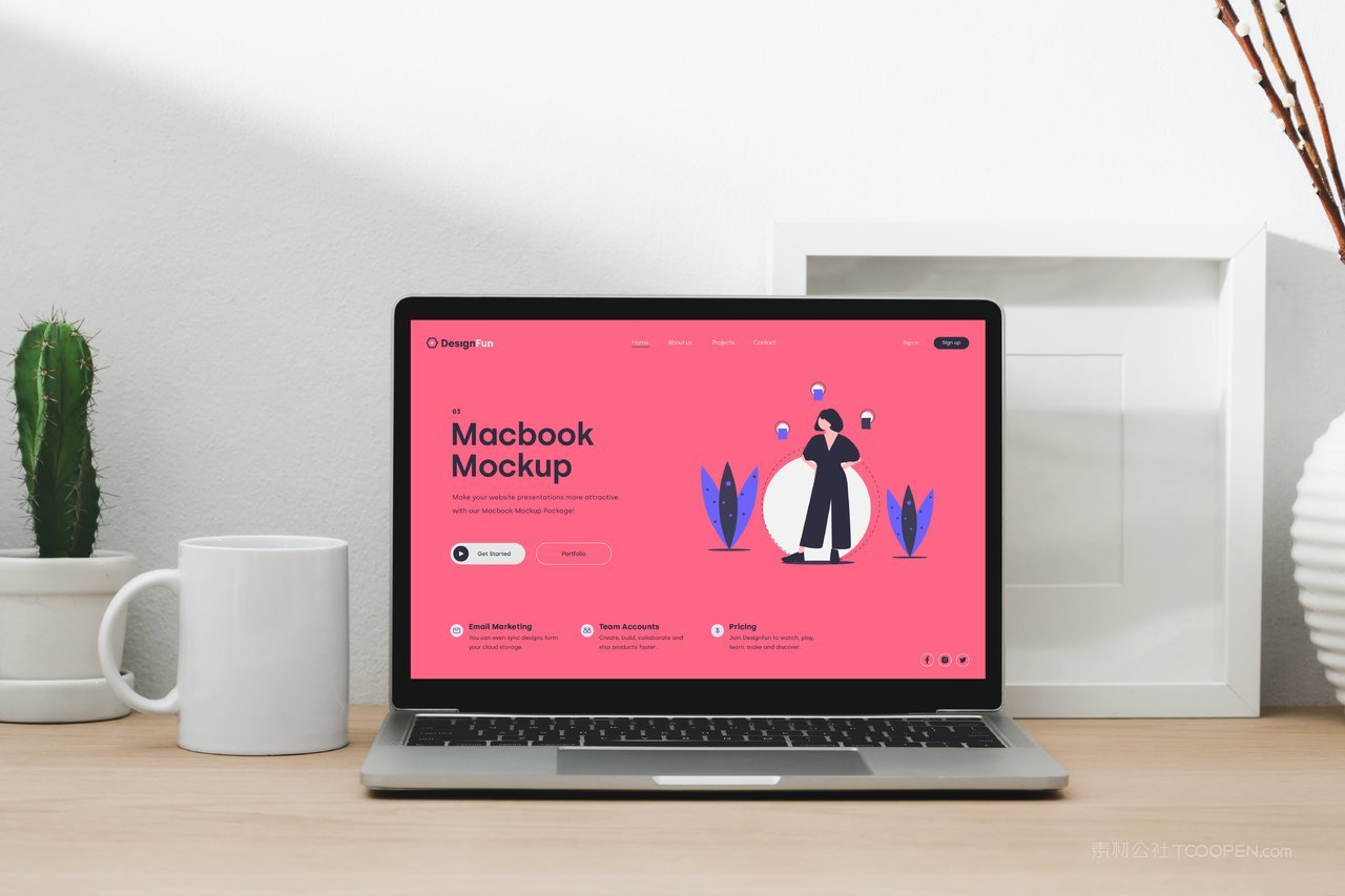 【2004期】卡通可爱苹果笔记本电脑ui界面样机 (3)