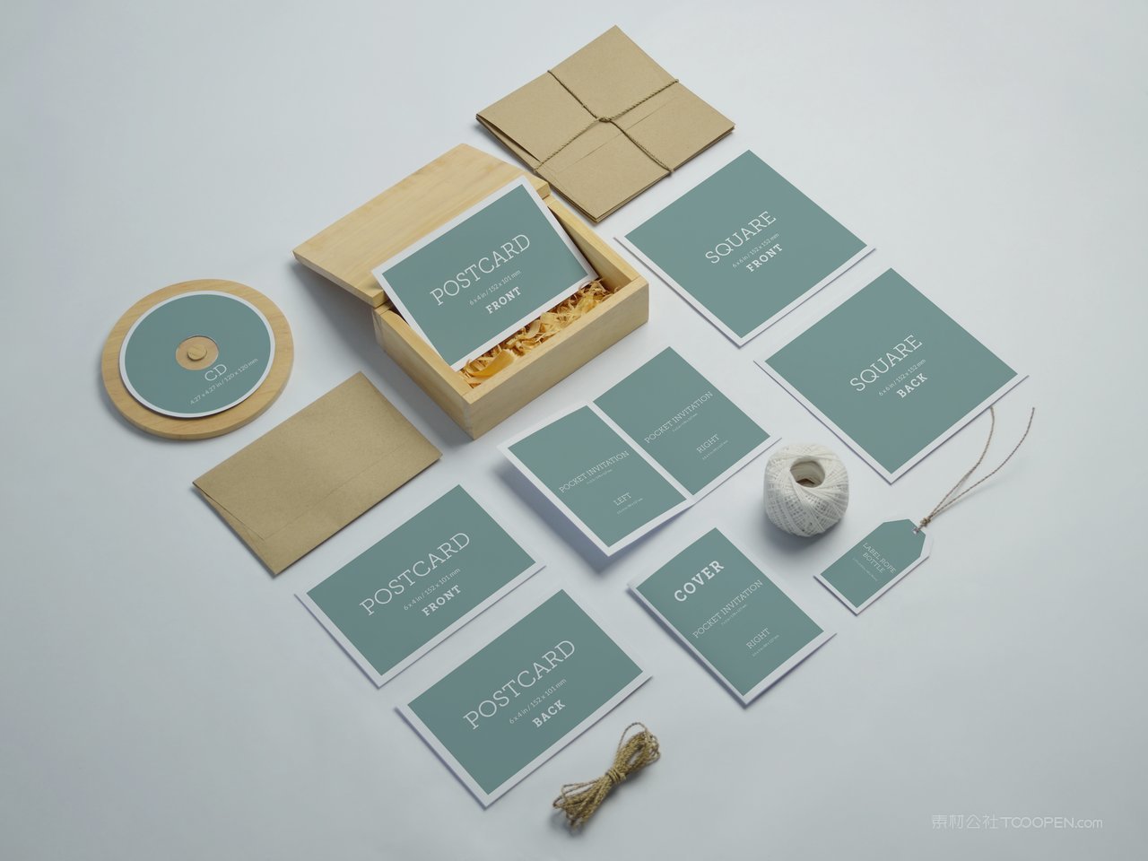 青色商务vi贴图样机模板