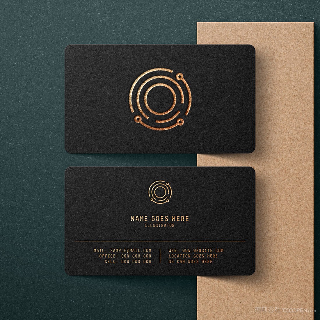 极简高端烫金名片正反面贴图样机