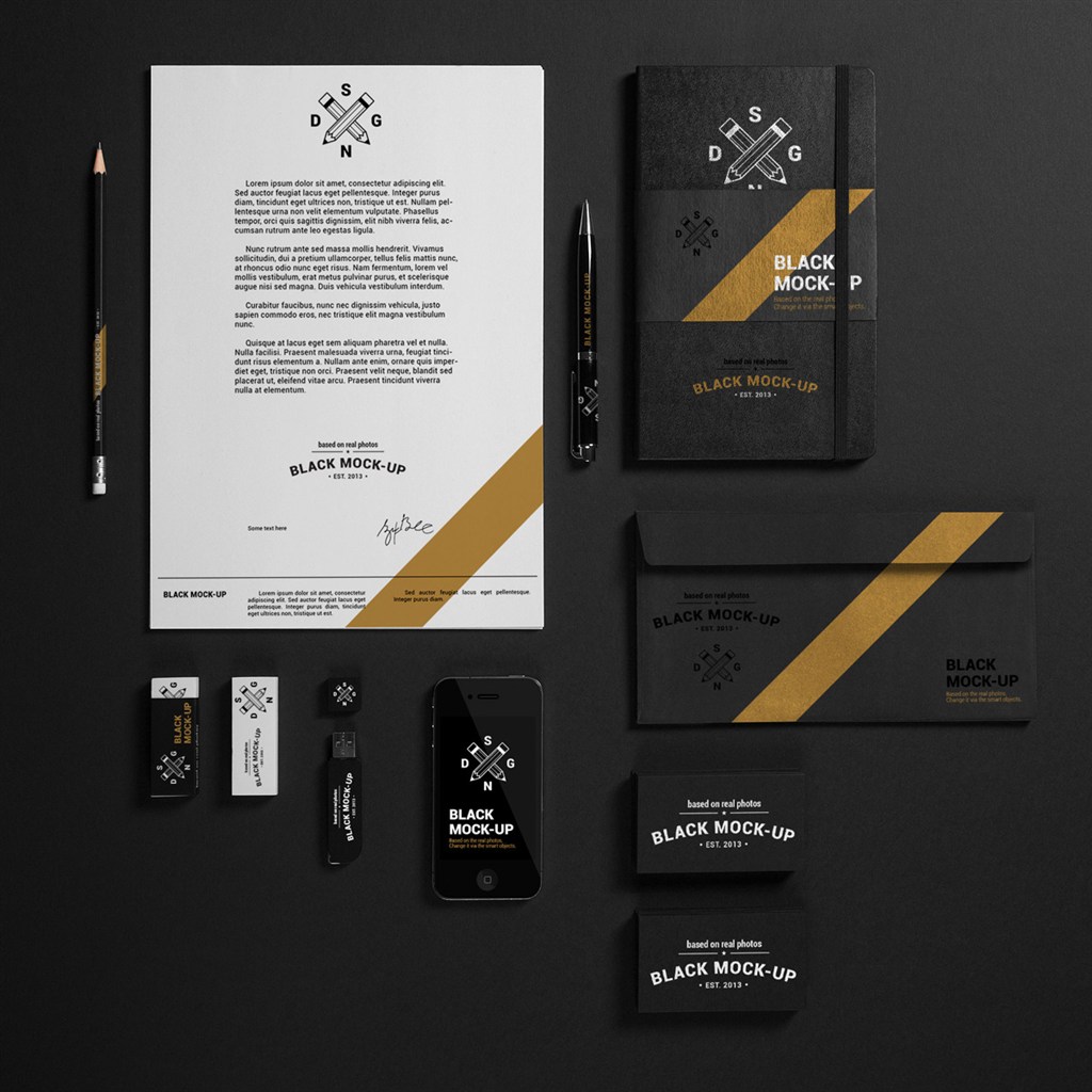 黑色调高档VI设计模板样机