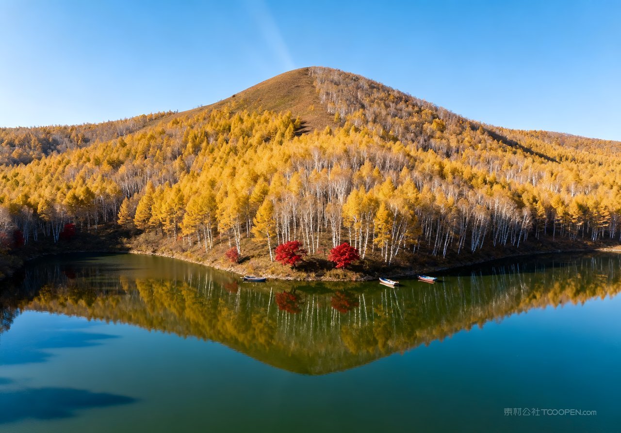 意境湖泊山峰青山山水天空秋季唯美