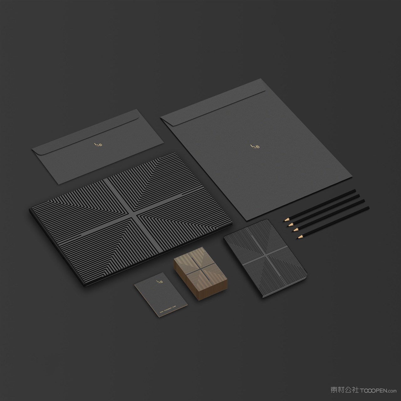 黑色轻奢化妆品护肤品品牌vi名片信封笔记本文件袋贴图样机