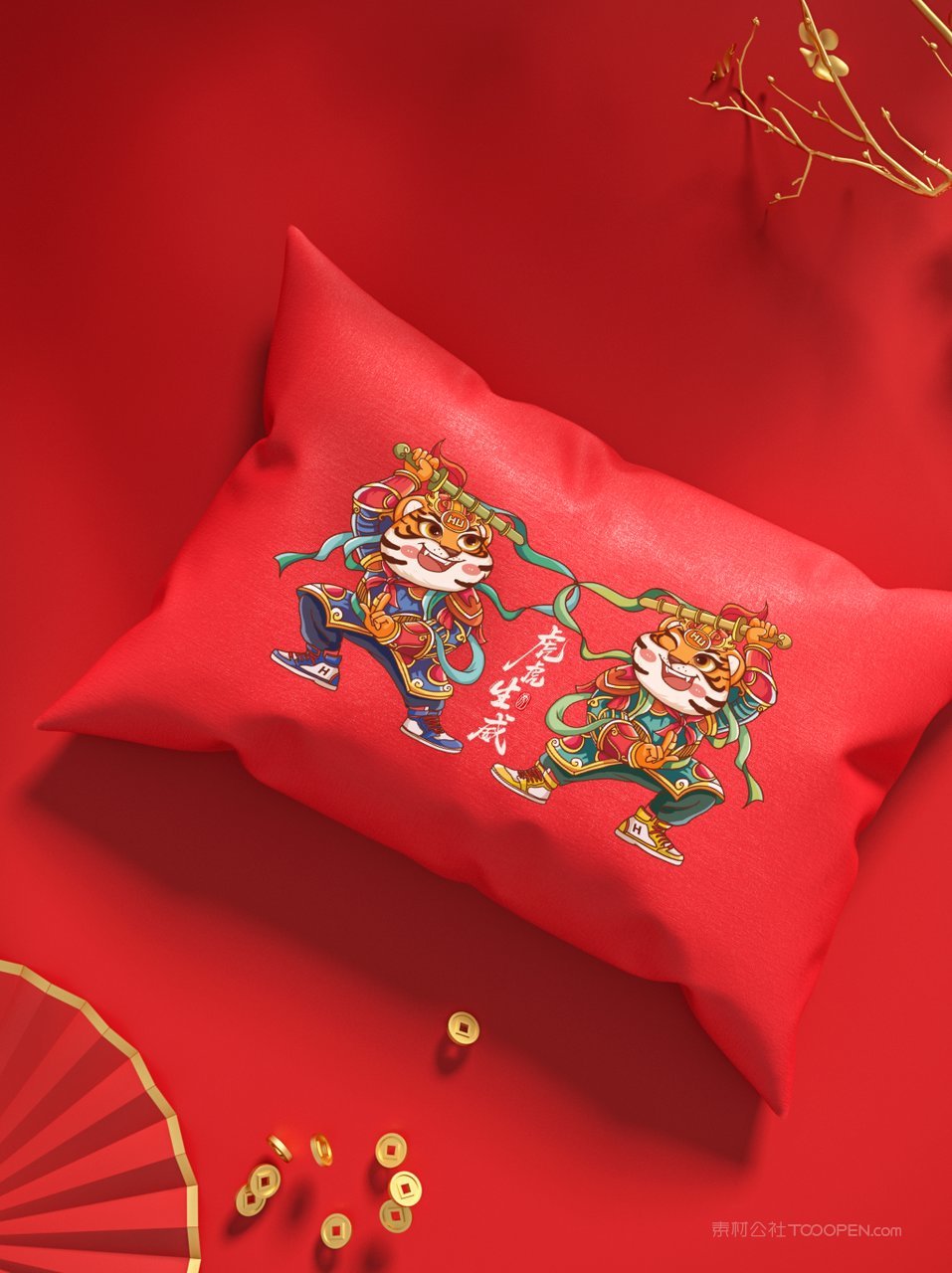 2022年喜庆红色抱枕场景样机