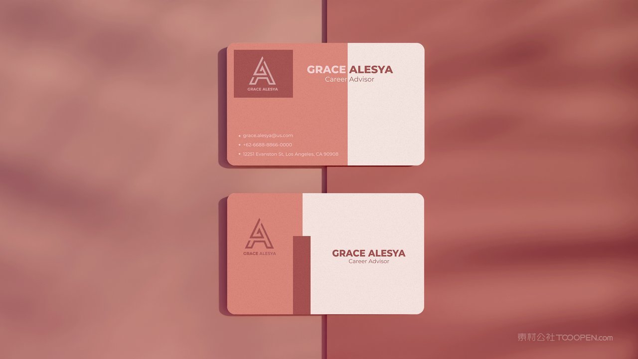 粉色高级名片光影场景样机