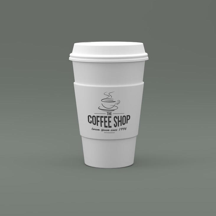 白色简洁一次性纸杯logo企业vi展示样机 (1)