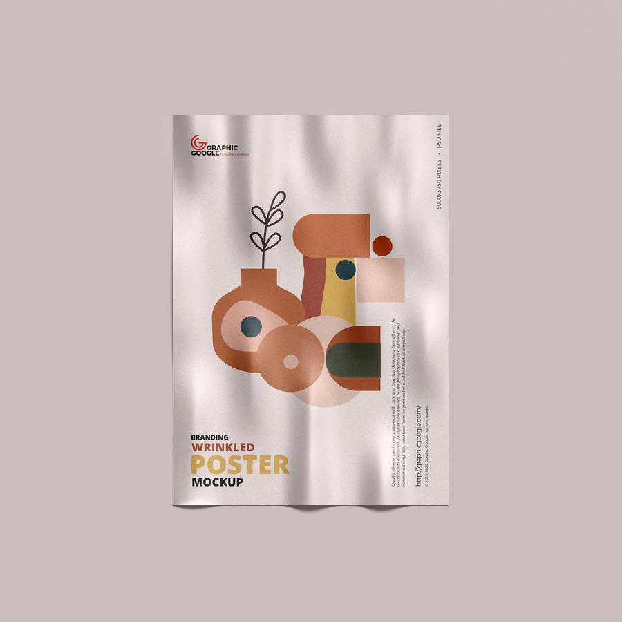 皱巴巴的海报样机