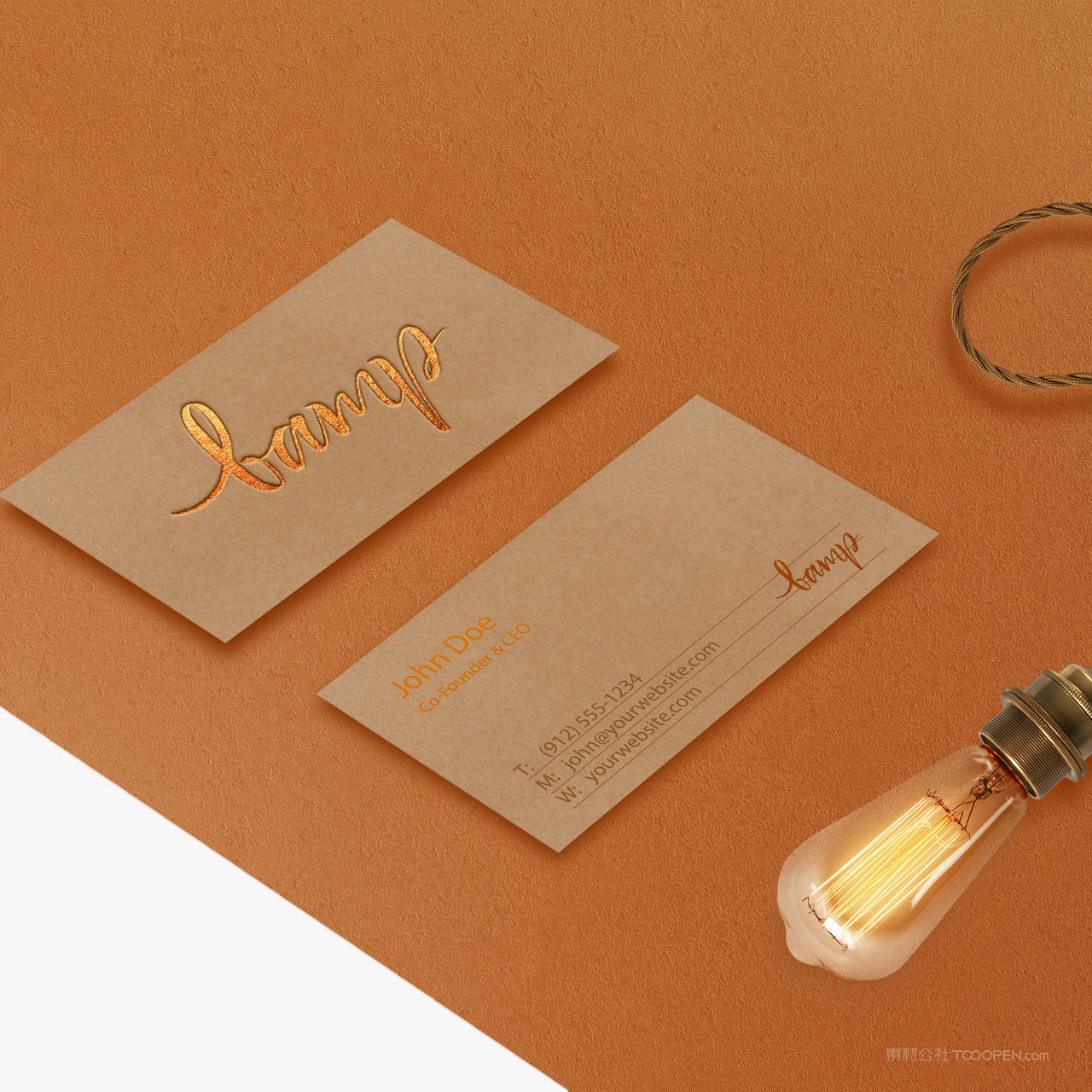 灯具品牌VI名片灯泡贴图样机