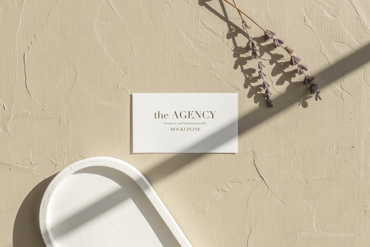 白色名片光影场景样机